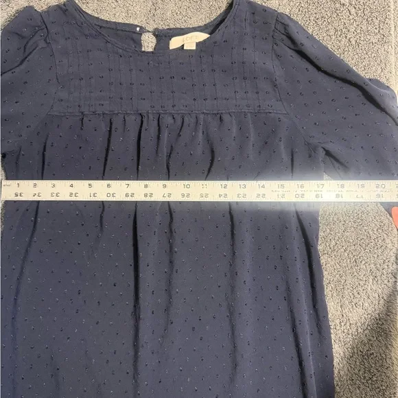 LOFT Textured Navy Blouse - Picture 3 of 4